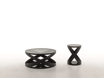 RIMINI - High metal and glass side table with marble base by Tonin Casa - view 3